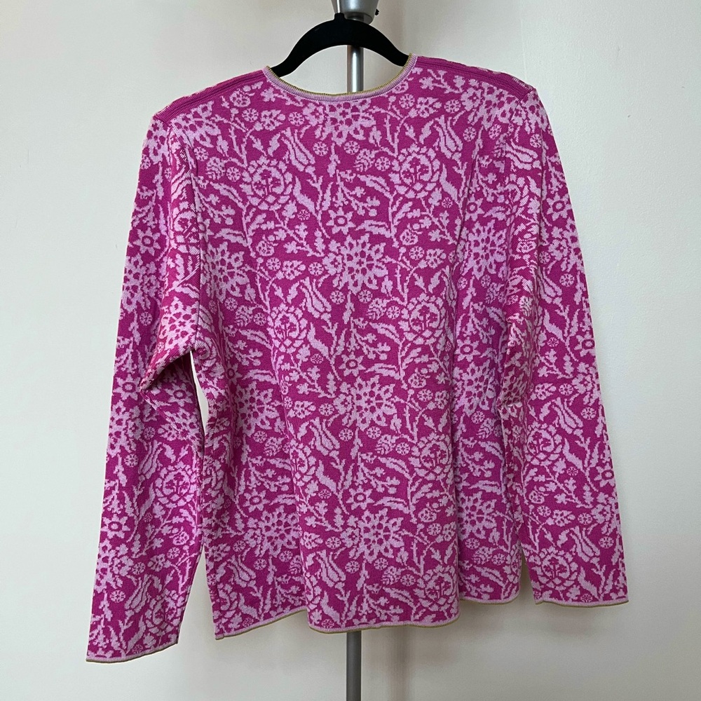 OLEANA Pink Floral Cardigan Sweater - Picture 2 of 6